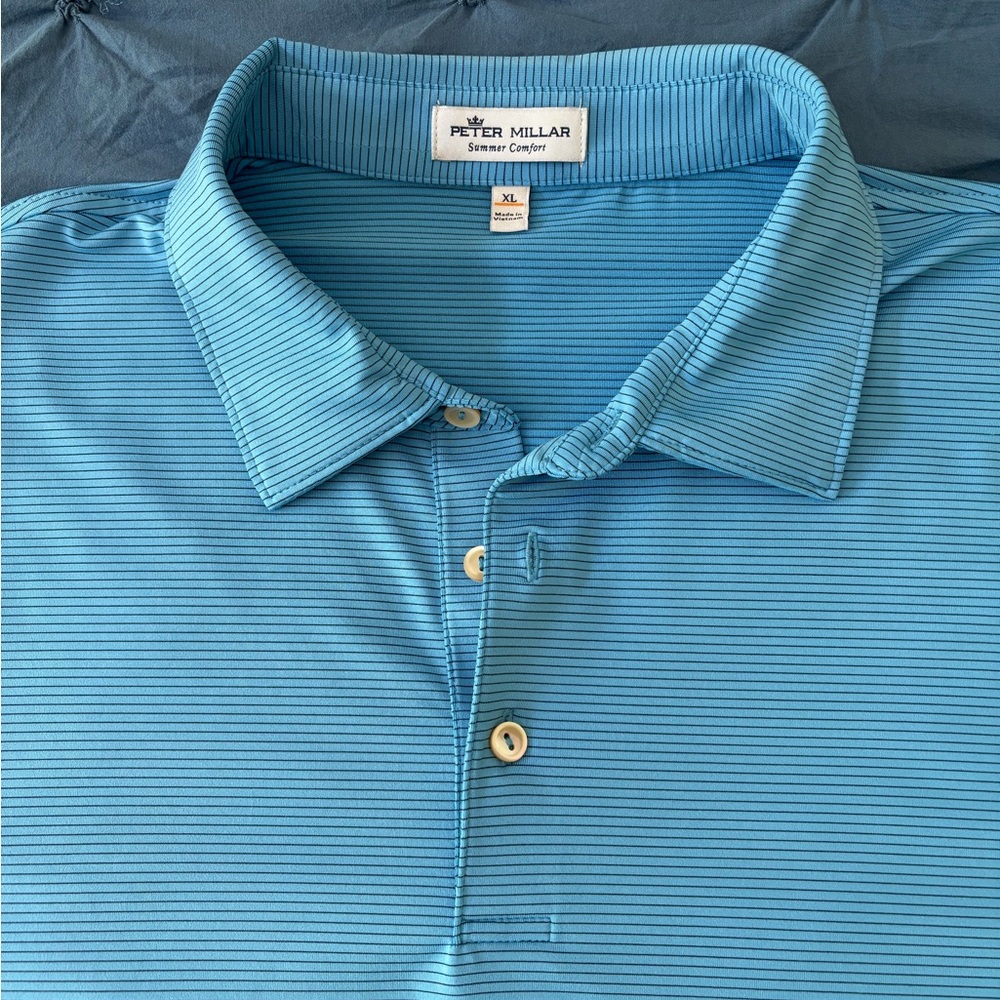 Peter Millar Aqua Striped Polo Shirt